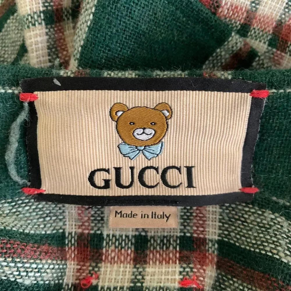 GUCCI Size 38 Green Beige & Brown Plaid Wool Polyamide Long Sleeve Shirt